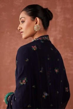 Sunira Designs Blue Zardosi Embellished Dupatta -Echo Clothing Store 6923sa28 4