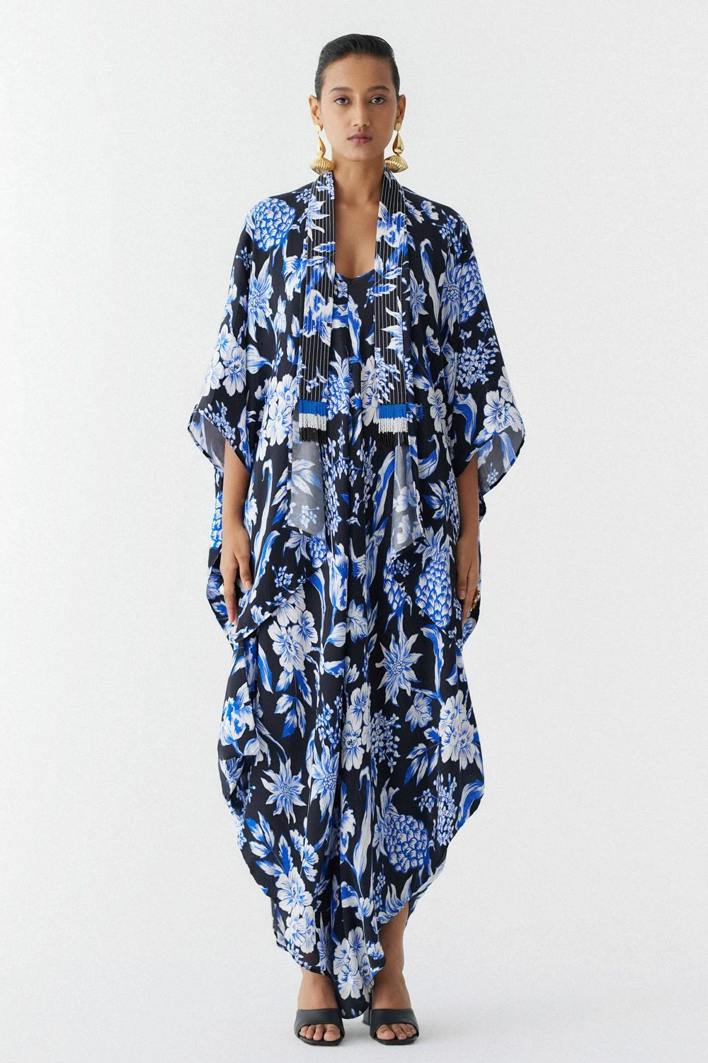 Studio RIGU Black Abstract Printed Jumpsuit & Cape Set 1 Studio RIGU Black Abstract Printed Jumpsuit & Cape Set