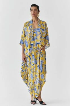 Studio RIGU Yellow Pineapple Printed Jumpsuit & Cape Set