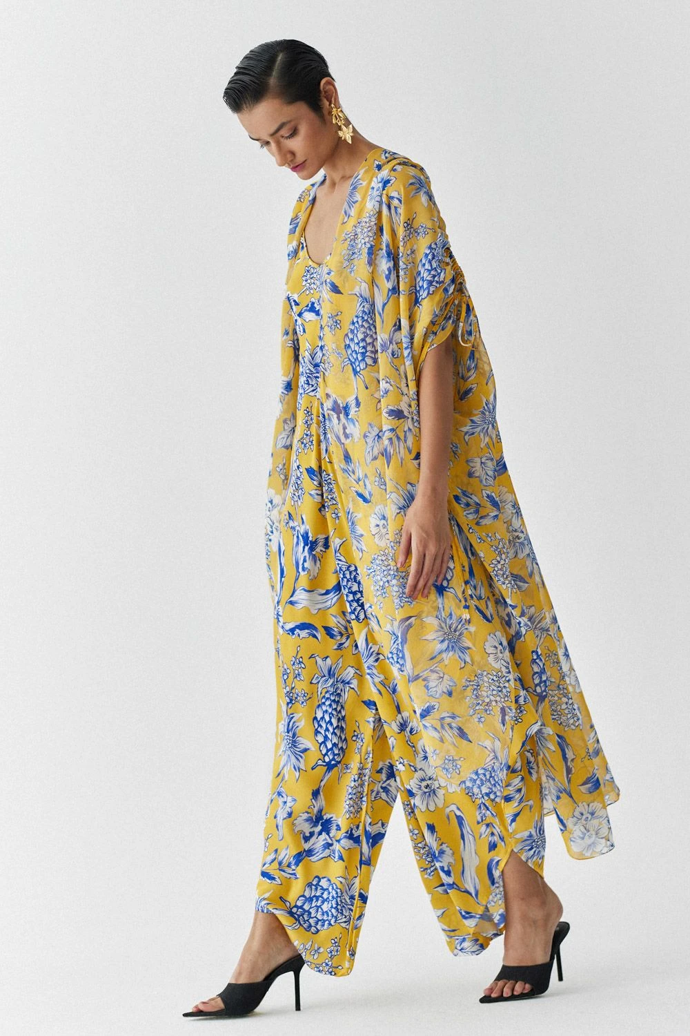 Studio RIGU Yellow Pineapple Printed Jumpsuit & Cape Set 2 Studio RIGU Yellow Pineapple Printed Jumpsuit & Cape Set - Image 2