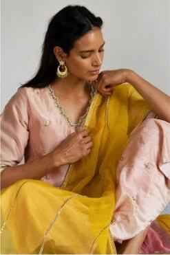 Shorshe Ash Pink Hand Embellished Kurta Set -Echo Clothing Store 7323sho1 3