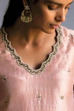 Shorshe Ash Pink Hand Embellished Kurta Set -Echo Clothing Store 7323sho1 5
