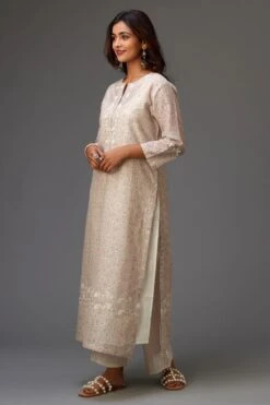 KORA Pink & Grey Thread Embellished Kurta Set 8 KORA Pink & Grey Thread Embellished Kurta Set -Echo Clothing Store 7623ka32 3