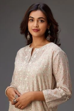 KORA Pink & Grey Thread Embellished Kurta Set 10 KORA Pink & Grey Thread Embellished Kurta Set -Echo Clothing Store 7623ka32 5