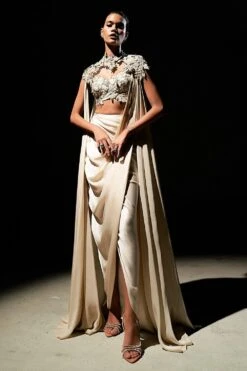 Agunj Ivory Floral Embellished Concept Sari Set