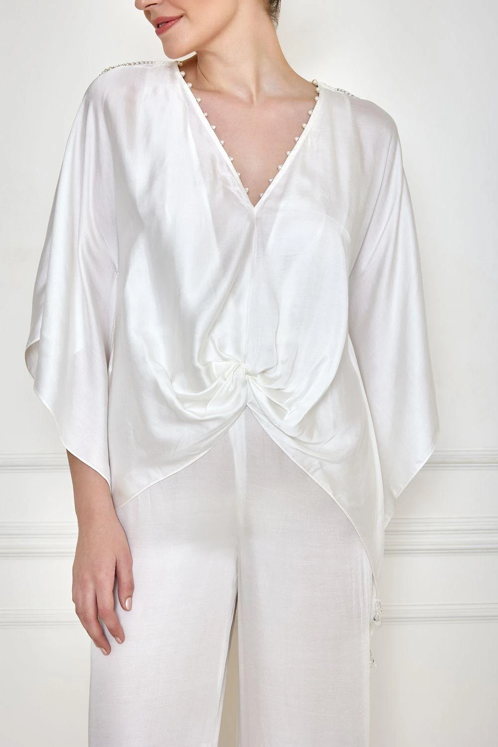 Dilnaz Frost White Kaftan & Jumpsuit 2 Dilnaz Frost White Kaftan & Jumpsuit - Image 2
