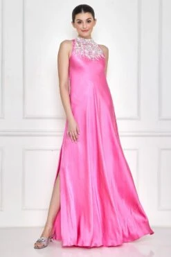 Dilnaz Dopamine Pink Embellished Gown