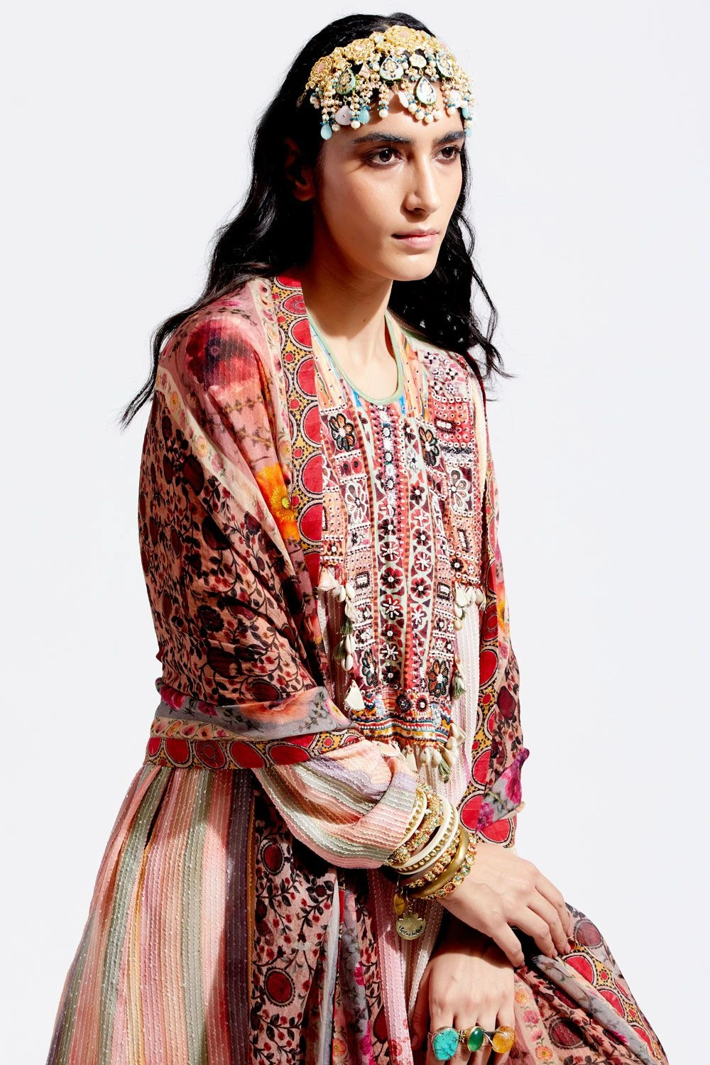 Aseem Kapoor Multi-coloured Sheer Silk Dupatta 4 Aseem Kapoor Multi-coloured Sheer Silk Dupatta - Image 4