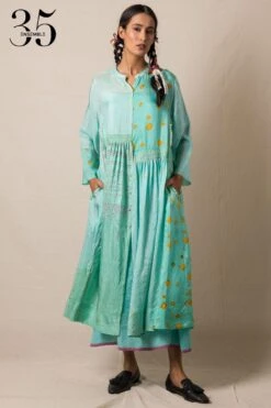 Injiri Sea Green Bandhani Dress