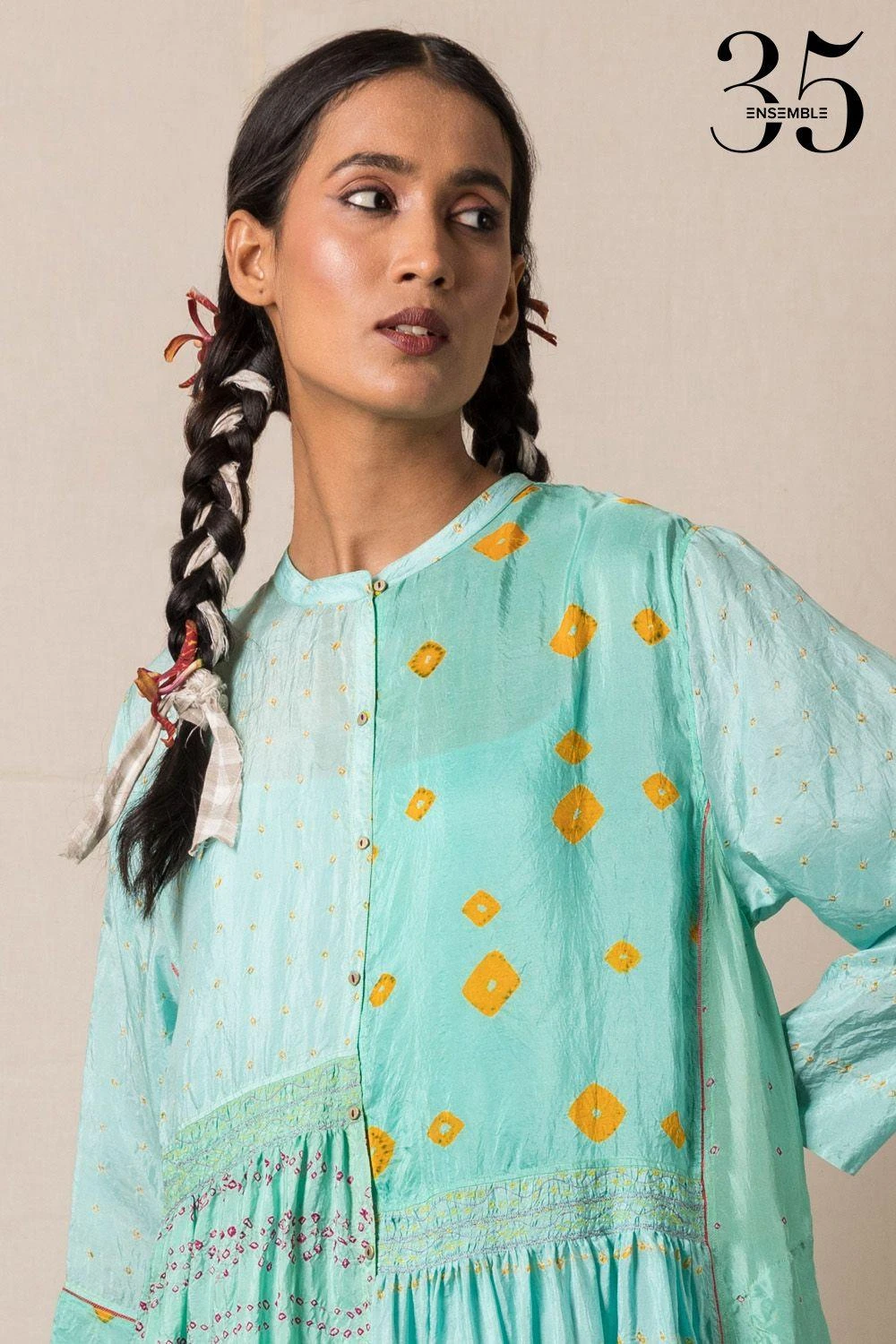 Injiri Sea Green Bandhani Dress 5 Injiri Sea Green Bandhani Dress - Image 5