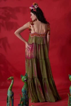 CAPISVIRLEO Green Tie Dye Embroidered Dress 11 CAPISVIRLEO Green Tie Dye Embroidered Dress -Echo Clothing Store 88cap24 6