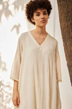 Khara Kapas Ecru V-neck Tunic Set -Echo Clothing Store 91023kk47 3