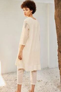 Khara Kapas Ecru V-neck Tunic Set -Echo Clothing Store 91023kk47 4