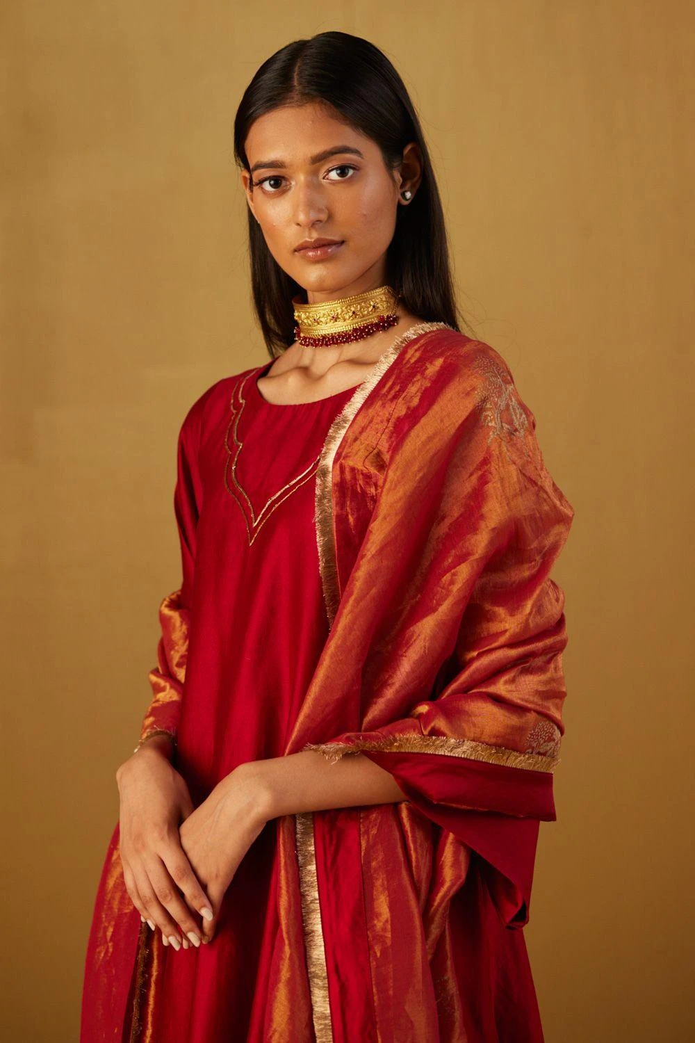 Shorshe Red Hand Block Printed Dupatta 2 Shorshe Red Hand Block Printed Dupatta - Image 2