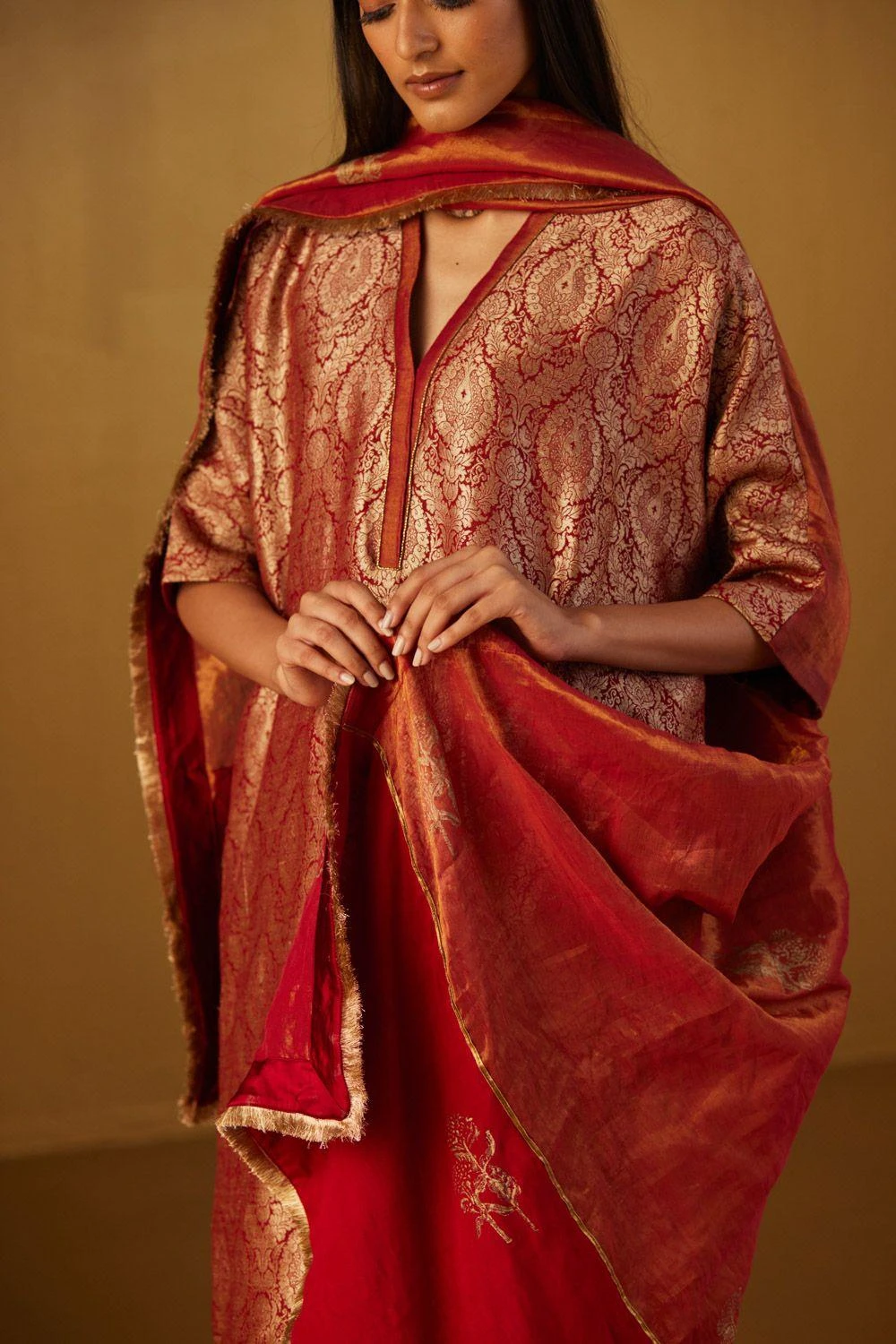 Shorshe Red Hand Block Printed Dupatta 3 Shorshe Red Hand Block Printed Dupatta - Image 3