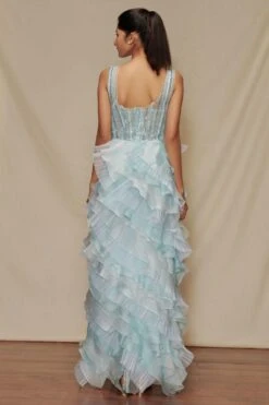 Shriya Som Powder Blue Ruffle Gown -Echo Clothing Store 912ss18 4