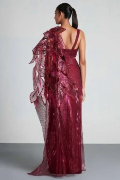 Amit Aggarwal Plum Fuschia Metallic Pre Draped Sari Set 5 Amit Aggarwal Plum Fuschia Metallic Pre Draped Sari Set -Echo Clothing Store aaic 654 plfch 3