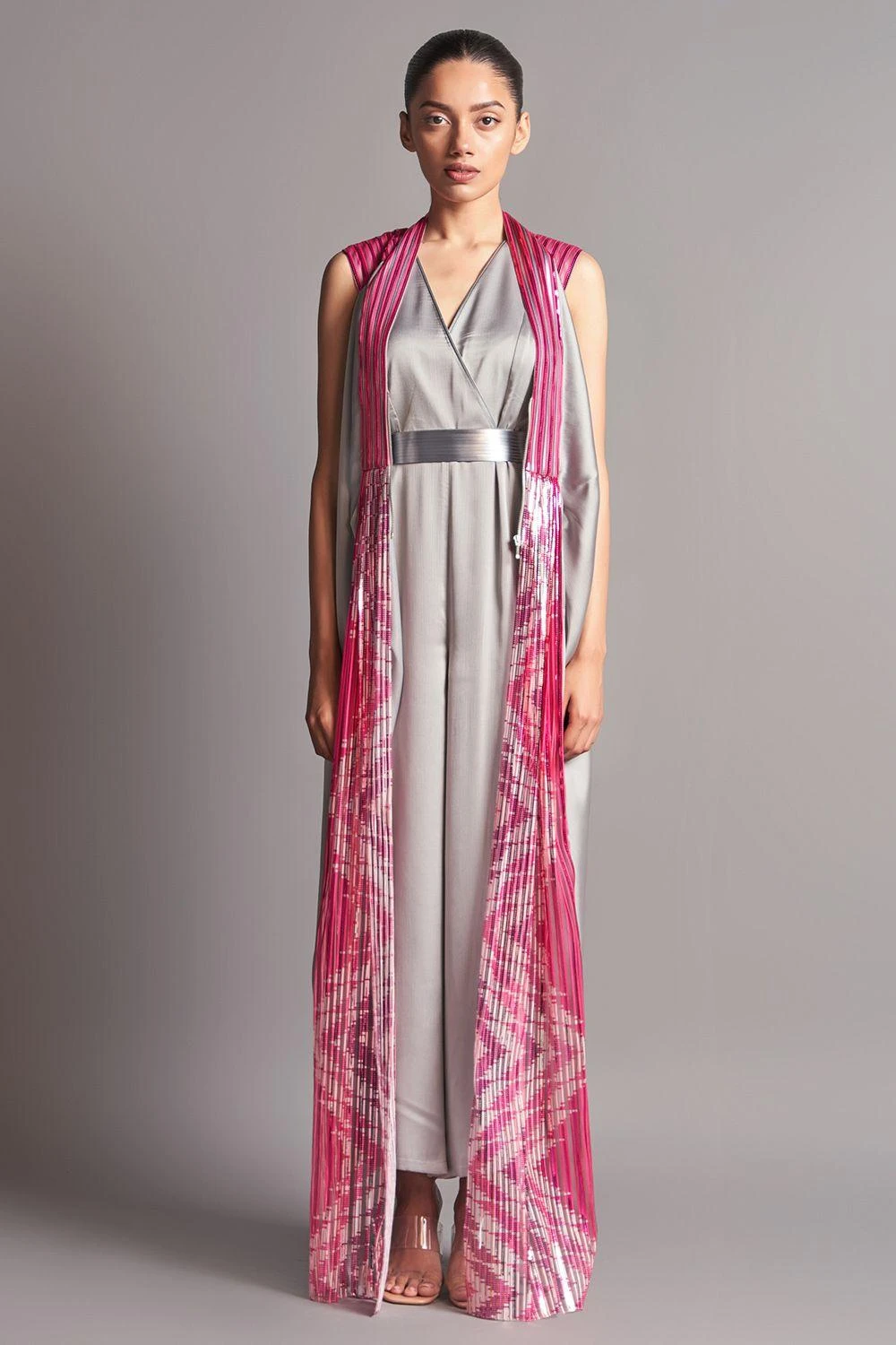 Amit Aggarwal Jacket & Jumpsuit With Metallic Chevron Details 1 Amit Aggarwal Jacket & Jumpsuit With Metallic Chevron Details