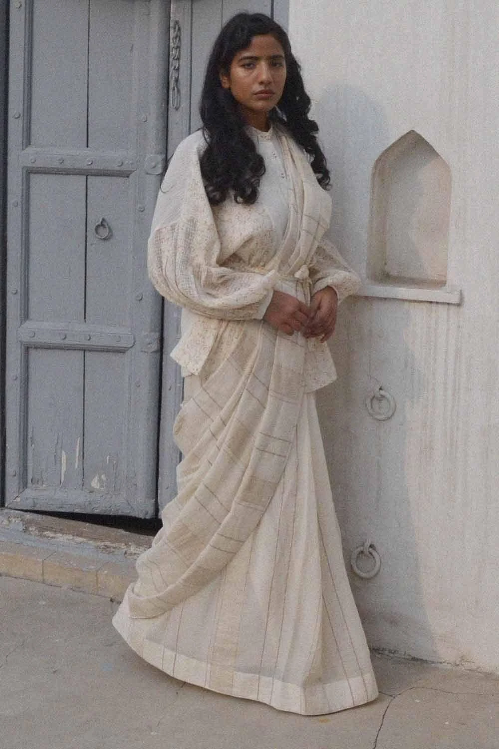 Ahmev Striped Cotton Sari 2 Ahmev Striped Cotton Sari - Image 2