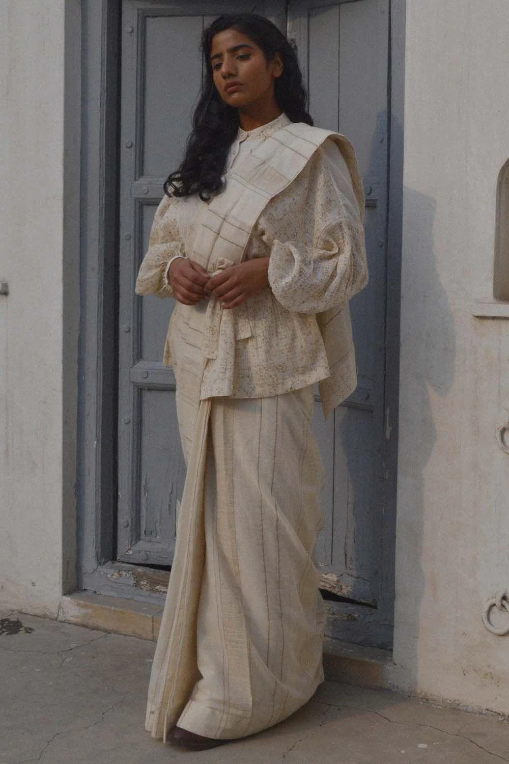 Ahmev Striped Cotton Sari 3 Ahmev Striped Cotton Sari - Image 3