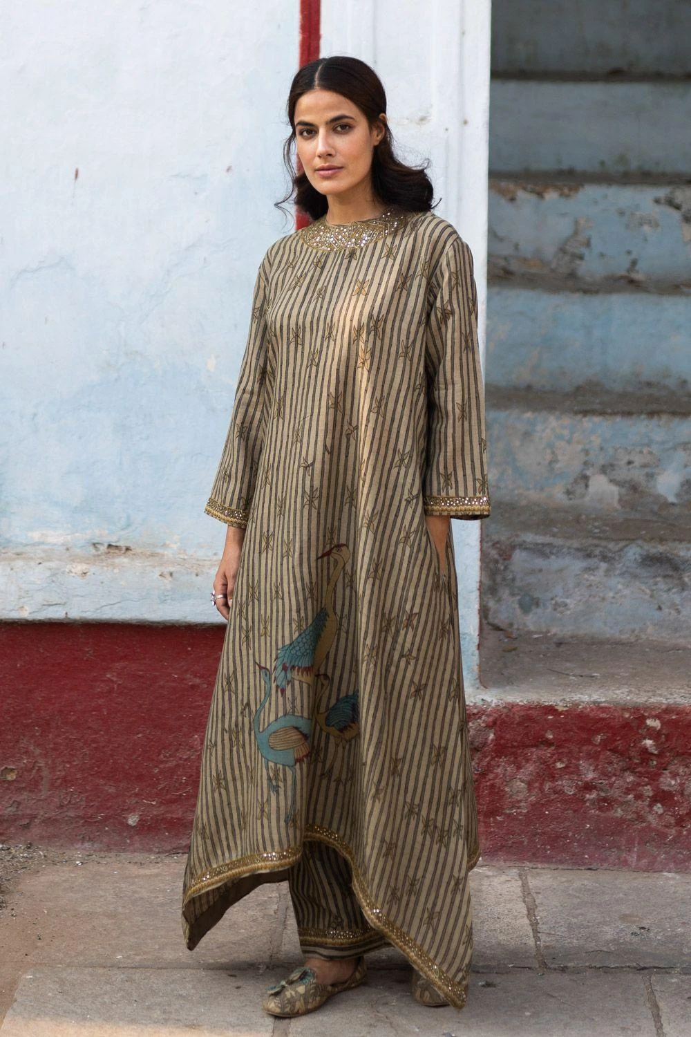 Archana Jaju Chanderi Kurta Set With Kalamkari Details 1 Archana Jaju Chanderi Kurta Set With Kalamkari Details