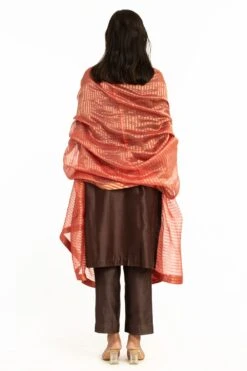Akaaro Red Striped Silk Zari Dupatta 5 Akaaro Red Striped Silk Zari Dupatta -Echo Clothing Store ak6007 3