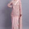 Asira Pink Satin Sari With Embellished Organza Jacket