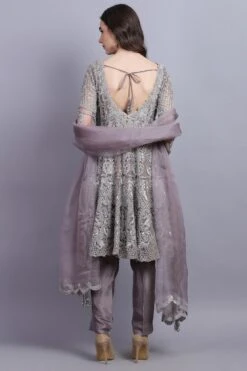 Asira Grey Net Embroidered Anarkali Set -Echo Clothing Store as26063 5