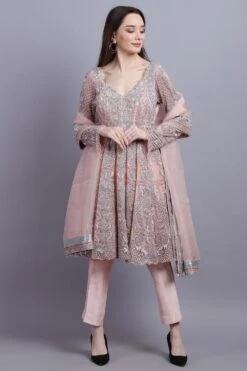 Asira Pink Net Embroidered Anarkali Set