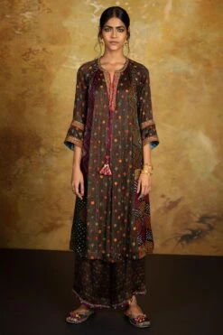 Sunira Designs Mirch Masala Raglan Sleeve Brown Kurta