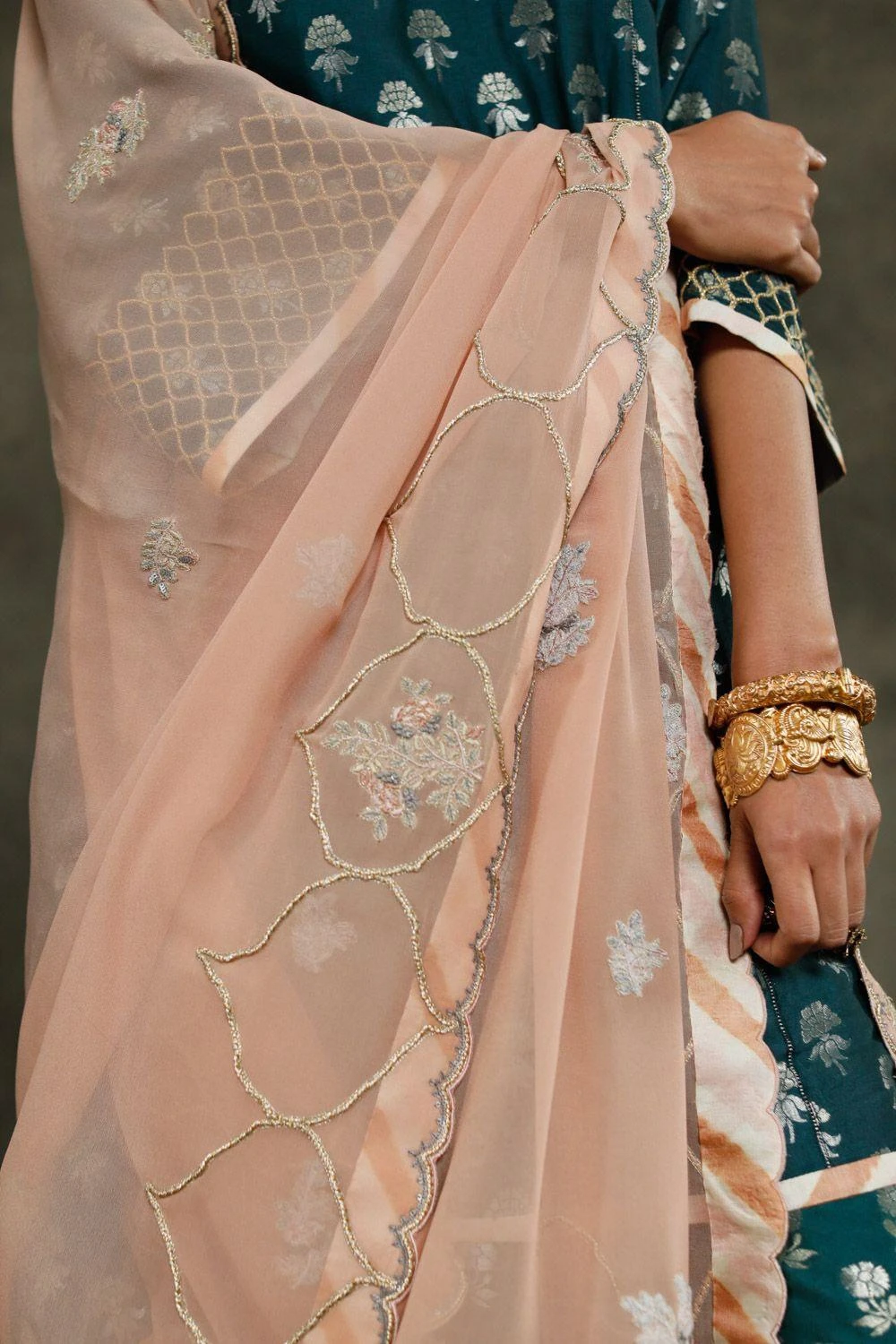 Sunira Designs Pink Silk Georgette Bordered Dupatta 2 Sunira Designs Pink Silk Georgette Bordered Dupatta - Image 2