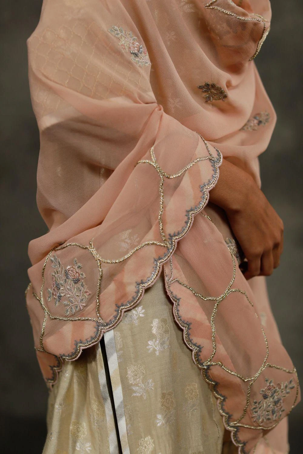 Sunira Designs Pink Silk Georgette Bordered Dupatta 4 Sunira Designs Pink Silk Georgette Bordered Dupatta - Image 4