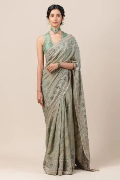 Tarun Tahiliani Jade Zari Chanderi Sari