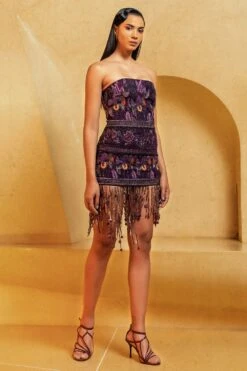 Nikita Mhaisalkar Aubergine Embellished Tube Dress