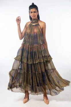 CAPISVIRLEO Moss Green Maxi Dress