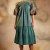 Chandrima Smocked Midi Dress With Balloon Sleeves