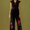 Chandrima Black Floral Embroidered Jumpsuit