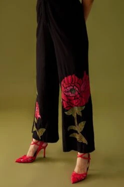Chandrima Black Floral Embroidered Jumpsuit 7 Chandrima Black Floral Embroidered Jumpsuit -Echo Clothing Store ch1243 3