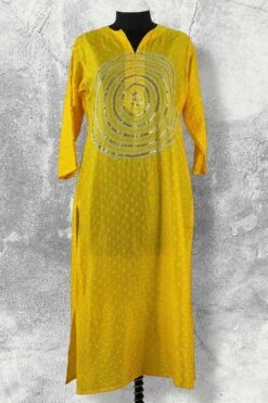 Fuchsia Bandhni Kurta With Sequence Circle Motif -Echo Clothing Store cirkur2 6