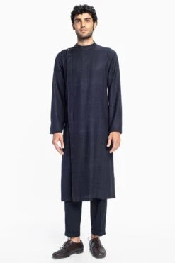 Divyam Mehta Men Blue Side Placket Kurta