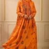 Debyani Orange Printed Kurta With Embroidery Details