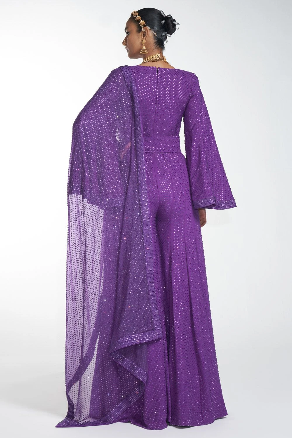 Itrh Purple Crystal Jumpsuit With Dupatta 3 Itrh Purple Crystal Jumpsuit With Dupatta - Image 3