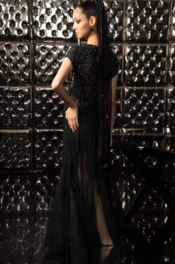 Rohit Gandhi + Rahul Khanna Stellar Black Fringe Gown -Echo Clothing Store ds40002 4