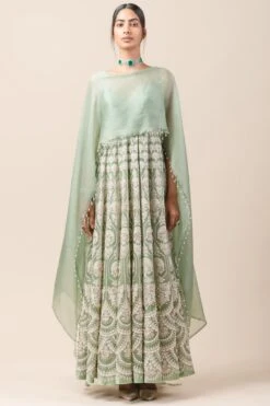 Tarun Tahiliani Mint Green Aari Work Anarkali