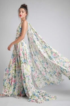 Gauri & Nainika Belted Goddess Gown With Drapes -Echo Clothing Store gn gwn fw21 17 3