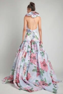 Gauri & Nainika Halter Bubble Ruffle Tiered Gown -Echo Clothing Store gn gwn fw21 23 3