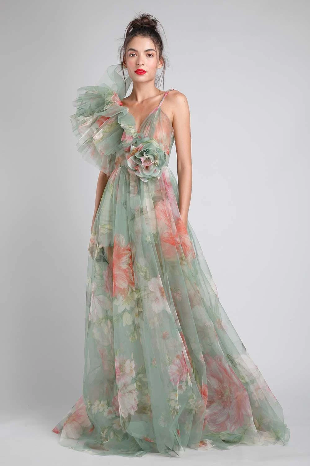 Gauri & Nainika Ruffled Romper With Frill Flower Detail 1 Gauri & Nainika Ruffled Romper With Frill Flower Detail