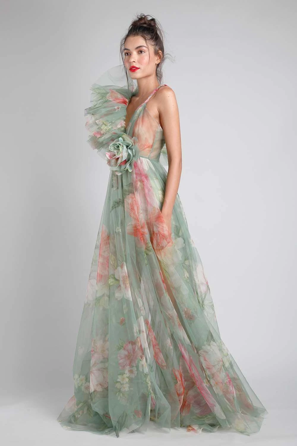 Gauri & Nainika Ruffled Romper With Frill Flower Detail 2 Gauri & Nainika Ruffled Romper With Frill Flower Detail - Image 2