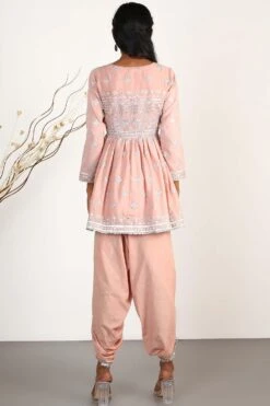 Gopi Vaid Pink Peplum Tunic & Dhoti Set -Echo Clothing Store gv5 3