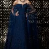 Rohit Gandhi + Rahul Khanna Celestial Galaxy Blue Gown With Cape Sleeves